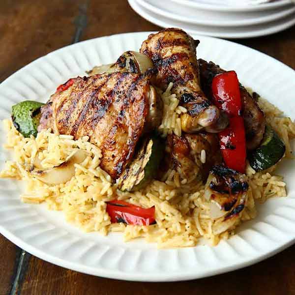 Grilled chicken over Rice