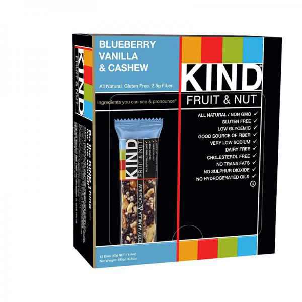 KIND Fruit and Nut Bars, Blueberry Vanilla and Cashew, 1.4 Ounce (12 Count)