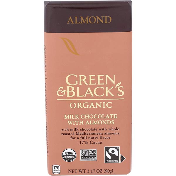 Green & Black's Organic Almond Milk Chocolate, 34% Cacao, 3.17 OZ (Pack of 10)