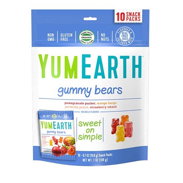 YumEarth Organic Candy- Gluten Free, Vegan & Organic Gummy Bears, 10 Ct