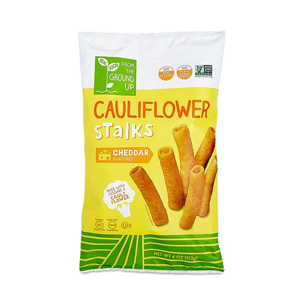 Real Food from the Ground up Cauliflower Cheddar Stalks, 4 Oz Bag