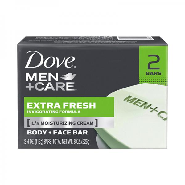 Dove Men+Care Body and Face Bar, Extra Fresh, 4 oz, 2 Bar