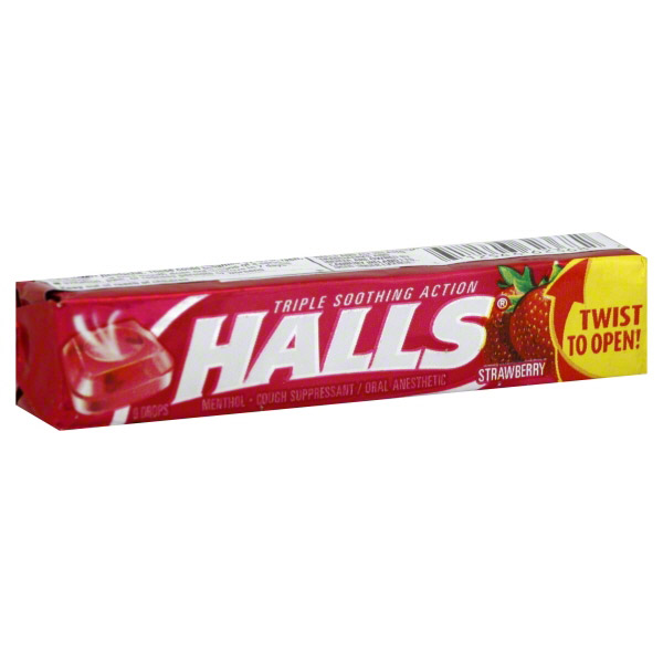 Halls Menthol Drops Strawberry 20 Packs of 9 - All