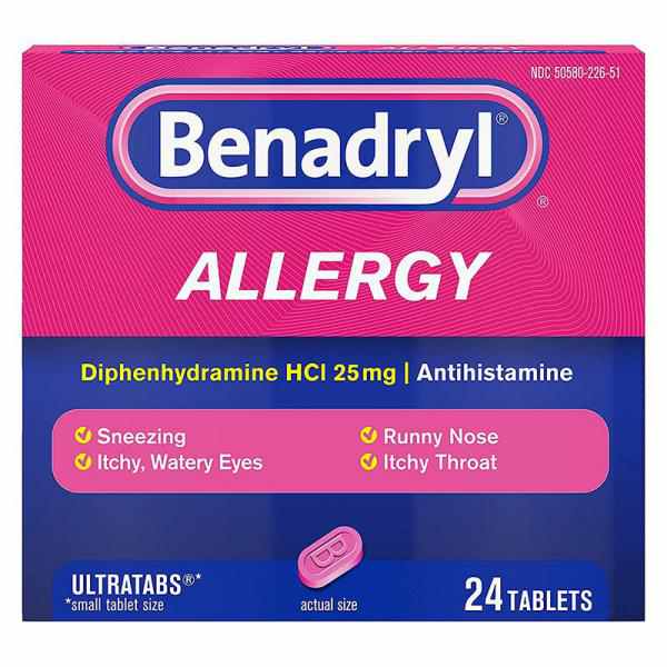 Benadryl Ultratabs Allergy Relief Tablets - Diphenhydramine HCl - 24ct