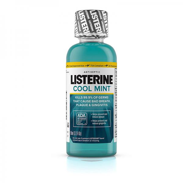 Listerine Antiseptic Adult Mouthwash, Cool Mint, 3.21 Fluid Ounce (Pack of 12)