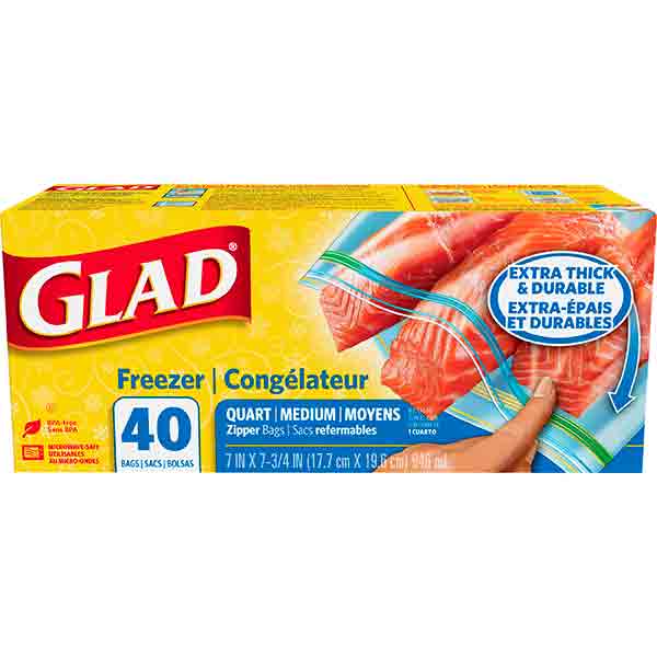 Glad - Quart Size Freezer Zipper Bags 40.00 ct
