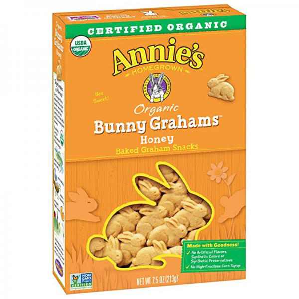 Annie's Homegrown Bunny Grahams, Honey, 7.5-Ounce Boxes (Pack of 12)