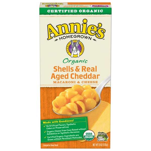  Annie's Organic Shells & Aged Cheddar Mac & Cheese, 6 Oz