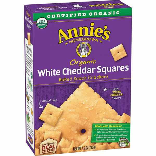 Annie's Organic White Cheddar Squares Baked Snack Crackers - 7.5oz