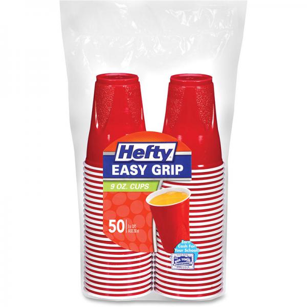 Pactiv Reynolds Easy Grip Disposable Party Cups, Red, 50 / Pack (Quantity)