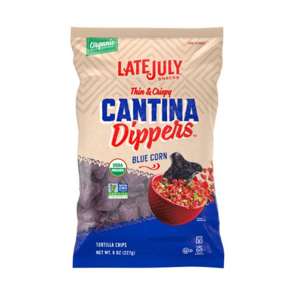 LATE JULY Snacks Dippers Organic Blue Corn Tortilla Chips, 8 oz. Bag