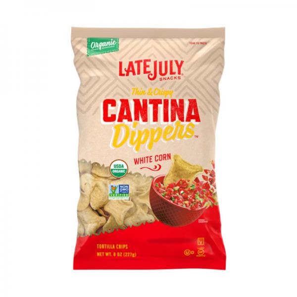 LATE JULY Snacks Dippers Organic White Corn Tortilla Chips, 8 oz. Bag