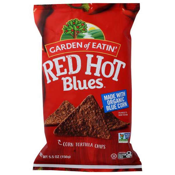 Garden of Eatin' Tortilla Chips, Red Hot , Blue Corn, 5.5 Oz