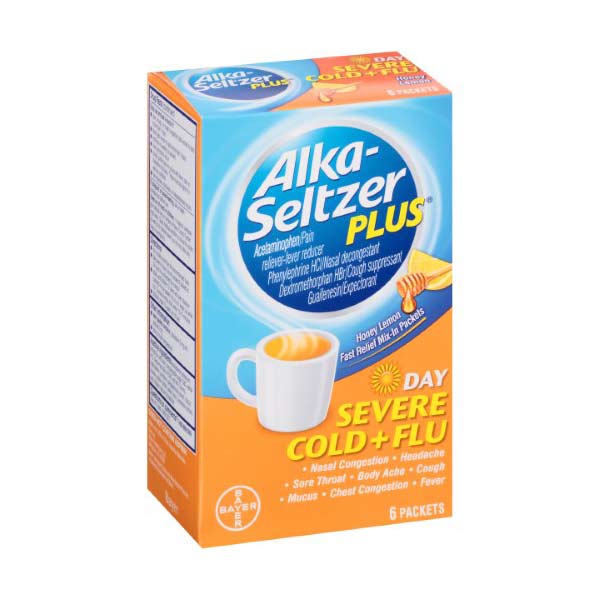 Alka-Seltzer Plus Day Severe Cold - Cough & Flu Powder Packets Berry Fusion 6 Each by Bayer