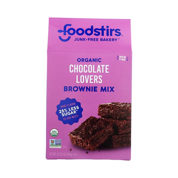 Foodstirs Junk-Free Bakery, Organic Chocolate Lovers Brownie Mix 25% Less Sugar Dairy Free 12.55 Oz