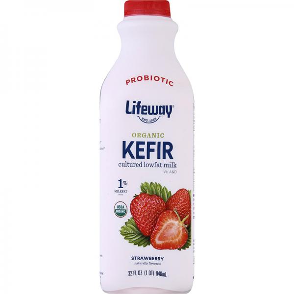 Lifeway Organic Kefir Cultured Low-Fat Strawberry Milk, 1 Quart