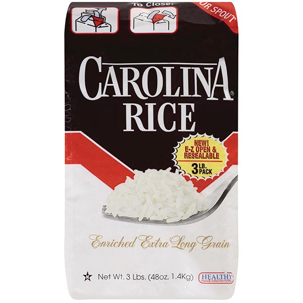 Carolina Long Grain Enriched White Rice, 3-Pound Bag 48 oz