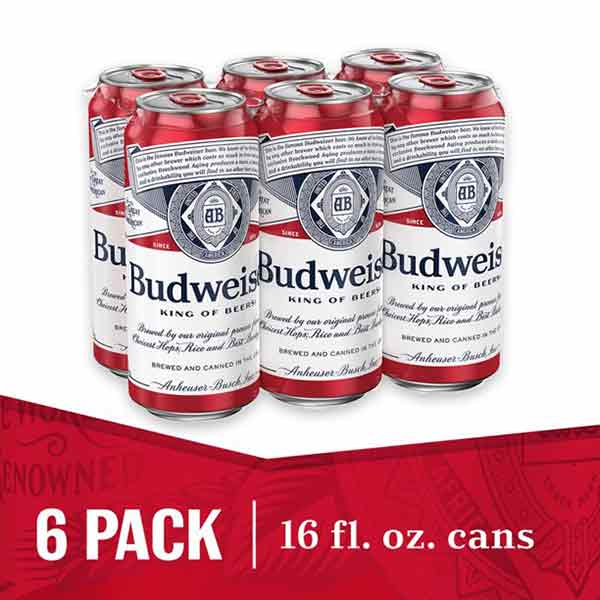 Budweiser Beer - 16.0 Oz X 6 Pack