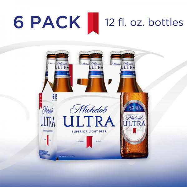 Michelob ULTRA Light Beer, 6 Pack Beer, 12 FL OZ Bottles, 4.2% ABV