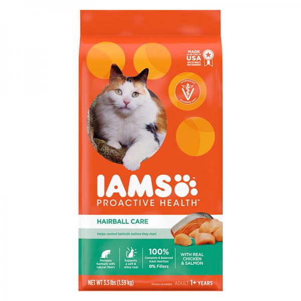 Iams Proactive Health Adult Hairball Care with Chicken & Salmon Dry Cat Food, 3.