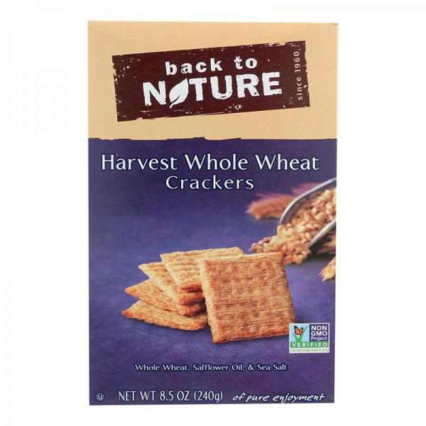 Back To Nature Harvest Whole Wheat Crackers - Whole Wheat, Safflower Oil and Sea