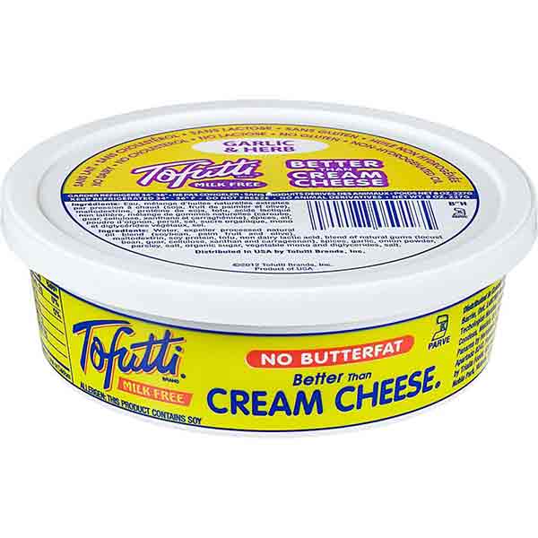 Tofutti Milk Free Garlic & Free Better Cream Cheese, 8 Oz.