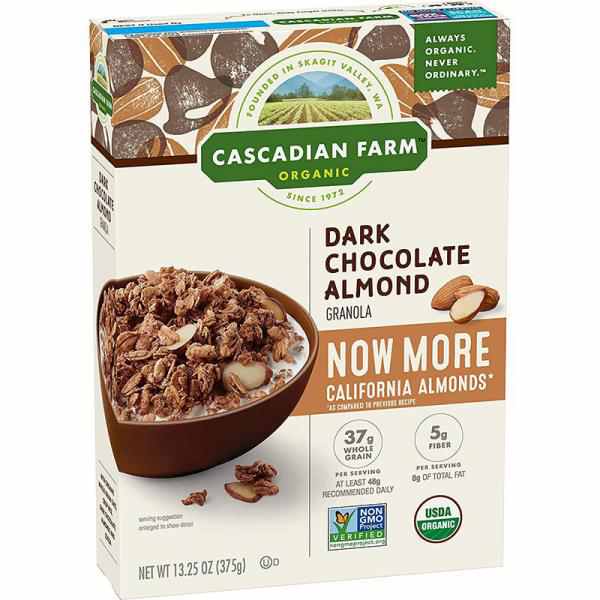 Cascadian Farm Organic Cereal, Dark Chocolate Almond Granola, 13.25 Oz
