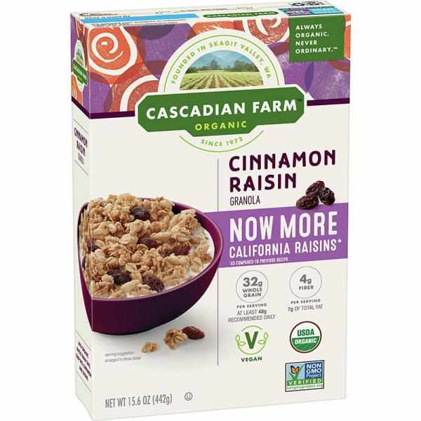 Cascadian Farm Granola Cereal, Cinnamon Raisin, 15.6 Ounce (Pack of 6)