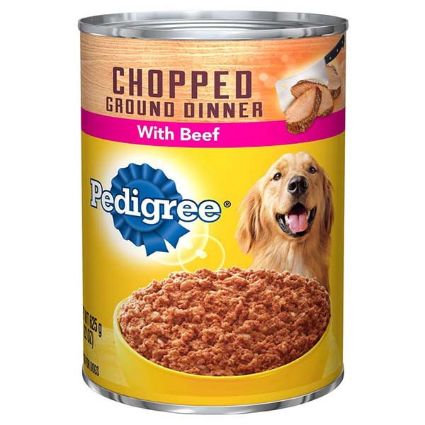Pedigree Chopped Ground Dinner with Beef Canned Dog Food, 22-oz, Case of 12