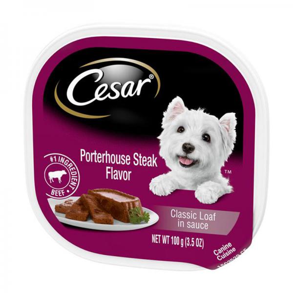 Cesar Canine Cuisine Porterhouse Steak Flavor in Meaty Juices for Small Dogs, 3.