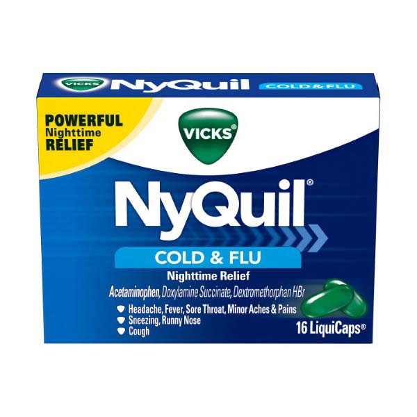 Vicks NyQuil Cold & Flu Nighttime Relief LiquiCaps 16 Count - 16 Ct | CVS