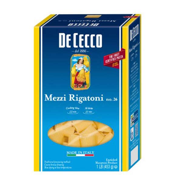 De Cecco Mezzi Rigatoni No.26 Pasta, 16 Oz