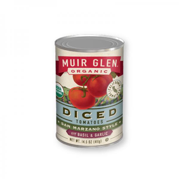 Muir Glen Organic Diced Tomatoes, Basil & Garlic, 14.5-Ounce Cans (Pack of 12)