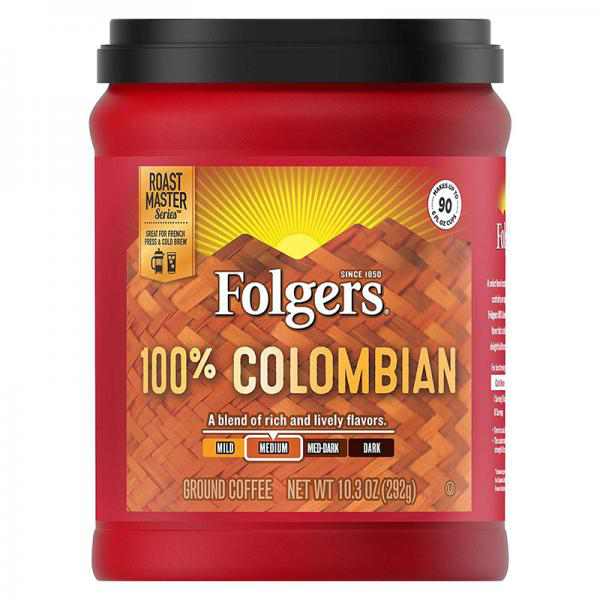 Folgers 100% Colombian Medium Dark Roast Ground Coffee - 10.3oz