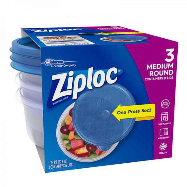 Ziploc Container Medium Round, 3 count