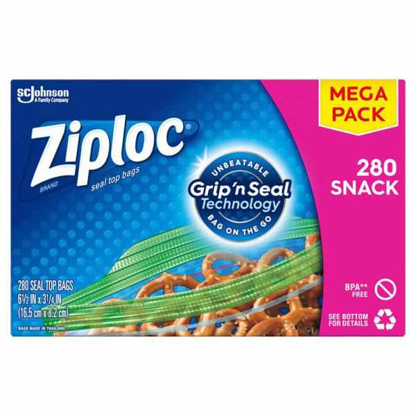 Ziploc Brand Snack Bags with Grip 'n Seal Technology, 40 Count