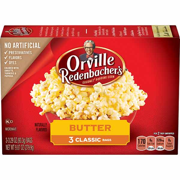 Orville Redenbachers Butter Popcorn Microwave Popcorn 3.29 Oz 3 Ct