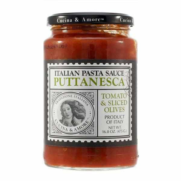 Cucina & Amore Italian Pasta Sauce, Puttanesca, Tomato & Sliced Olives, 16.8 Oz