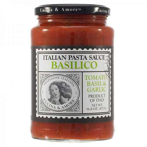 Cucina & Amore Italian Pasta Sauce, Basilico, Tomato Basil & Garlic, 16.8 Oz