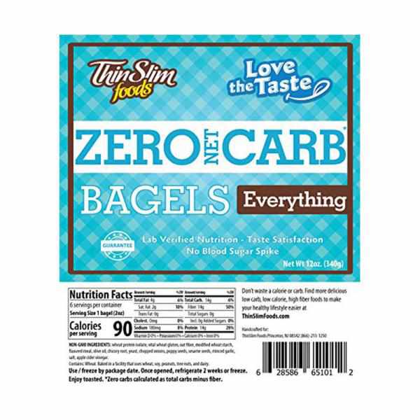 Thinslim Foods 90 Calorie, 0g Net Carb, Love The Taste Low Carb Everything Bagel
