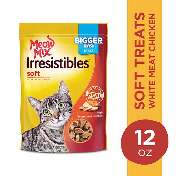 Meow Mix Irresistibles Cat Treats, Soft with White Meat Chicken, 3-Ounce Bag