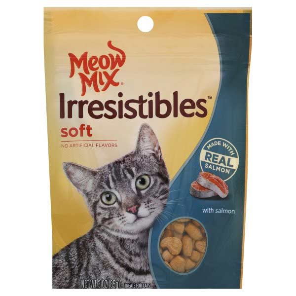 Meow Mix Irresistibles Cat Treats, Soft with Salmon, 3-Ounce Bag