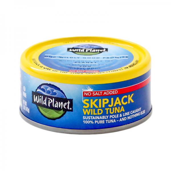 Wild Planet Canned Wild Skipjack Light Tuna, No Salt Added, No Liquids Added, 5