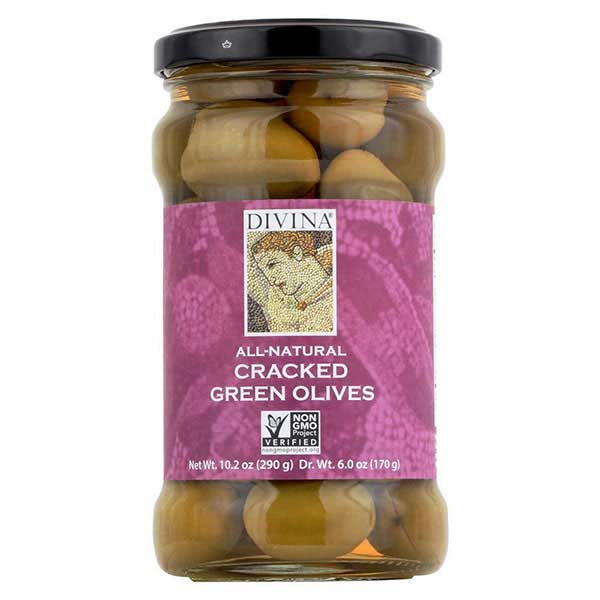 Divina Olives Green Cracked 6.14 Oz. (Pack of 6)
