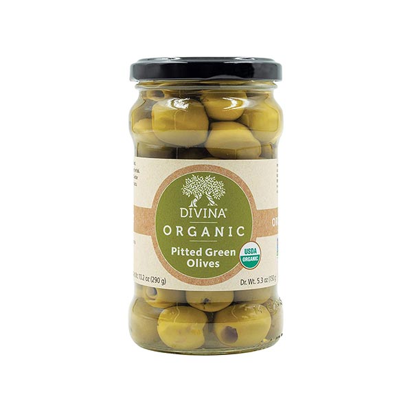 Divina Organic Pitted Green Olives 10.2 Oz.