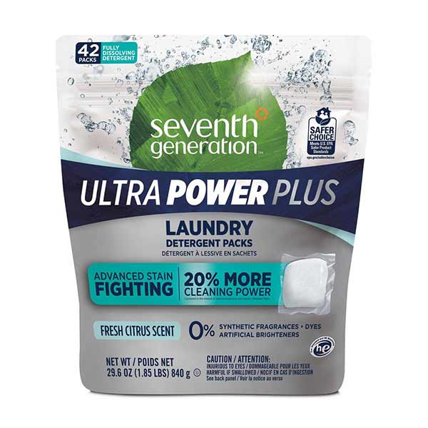 Seventh Generation Ultra Power Plus Laundry Detergent Packs Fresh Citrus 42 Count