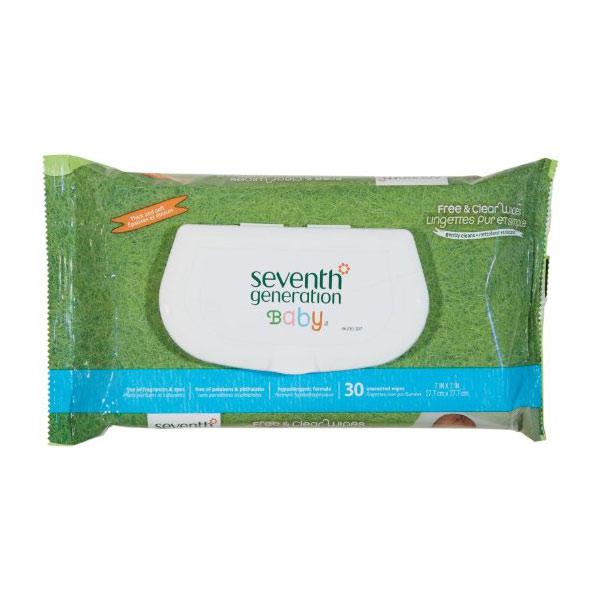 Seventh Generation Free & Clear Baby Wipes Flip-Top Travel Pack (30 Wipes)