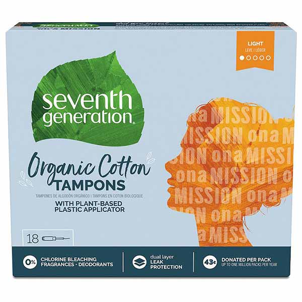 Seventh Generation Tampons with Comfort Applicator Light Absorbency 18 Count