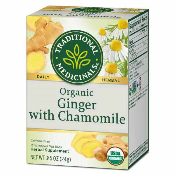 Traditional Medicinals, Organic Ginger with Chamomile, 16 count wrapped tea bags