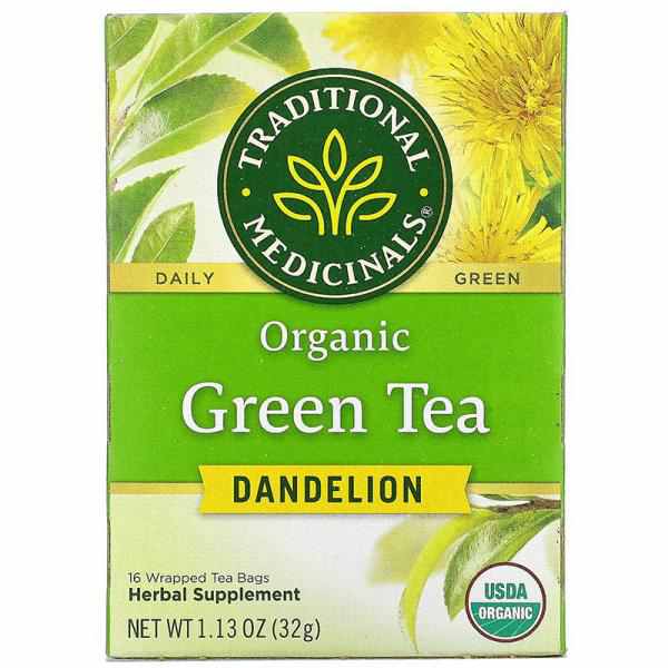 Traditional Medicinals, Organic Green Tea With Dandelion, Tea Bags, 16 Ct